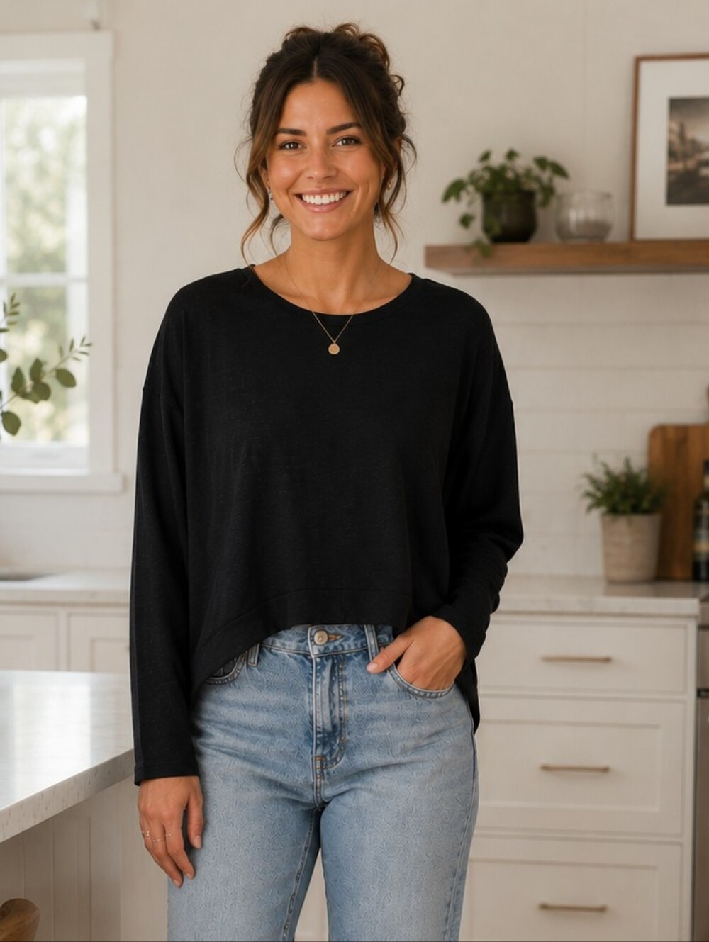 Wilfred Free Aritzia Lightweight Hi-lo Crewneck Sweater Minimalist Women's XS